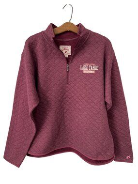 League 91 Quilted Pullover Medium Quarter Zip Sierra Nevada Lake Tahoe Red NEW